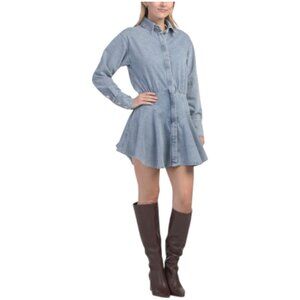 MON RENN Lain Denim Shirt Mini Dress